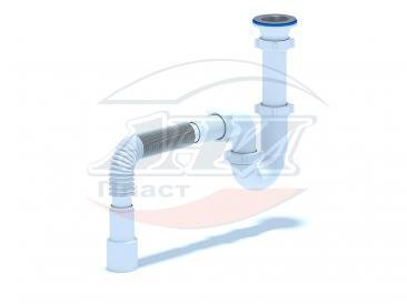 Сифон для моек прямоточный 1 1/2"х40 с гибкой трубой 40*40/50 D0115 АНИ пласт Сифон для моек прямоточный 1 1/2"х40 с гибкой трубой 40*40/50 D0115 АНИ пласт